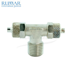 Racor «T» central macho 1/4″ cónico 8mm x 8mm 1 Ud