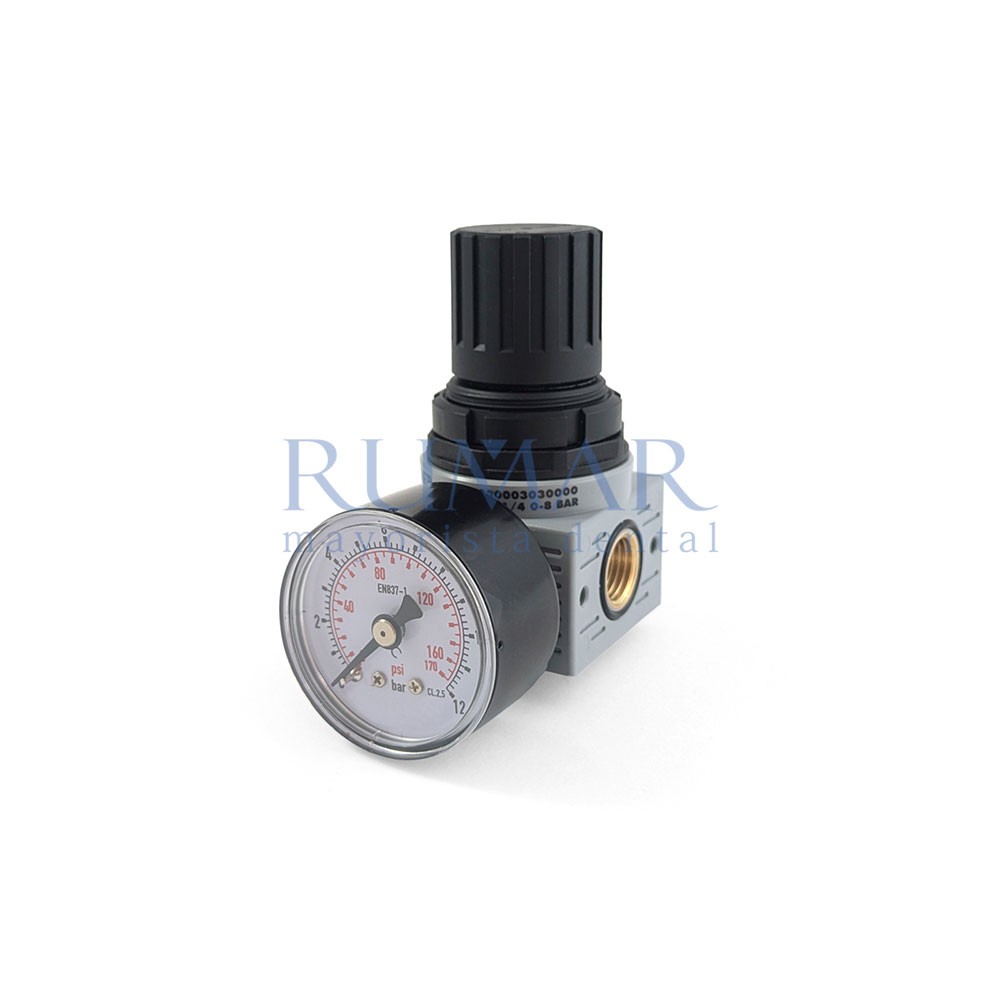 Regulador de presión de aire, 0-8 BAR, con manómetro y tuerca