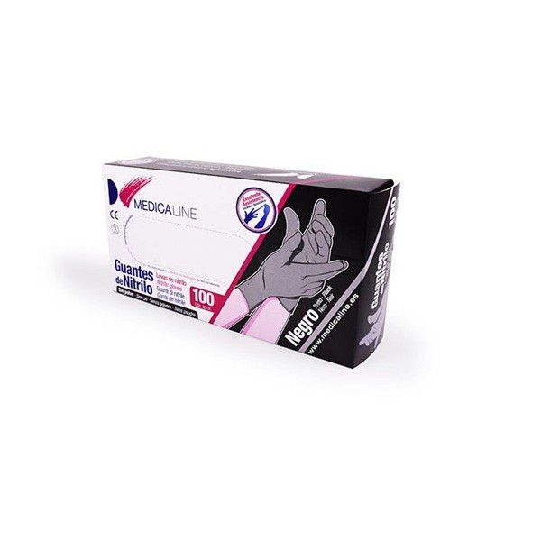 Guante nitrilo negro Medicaline 100 Uds