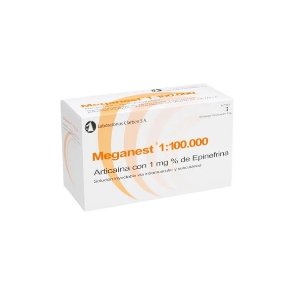 Anestesia Meganest 1:100000 50 Carpules - Naranja