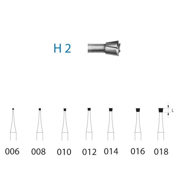 Fresa Contra Ángulo H2 Carburo Tungsteno Cono Invertido Komet 5 Uds