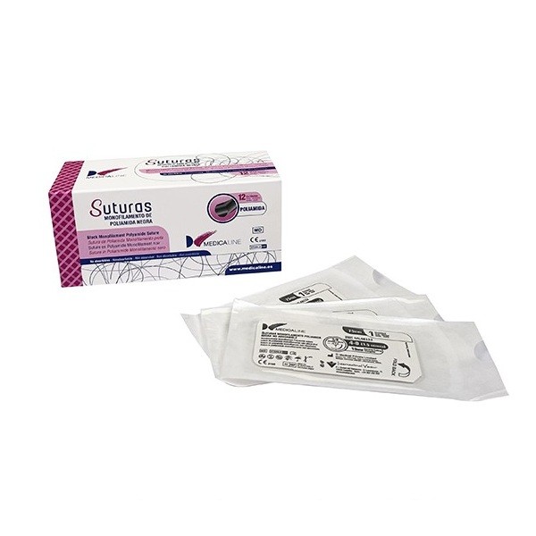 Sutura Supramid 75cm. Aguja 1/2 Círculo 20mm. 12uds