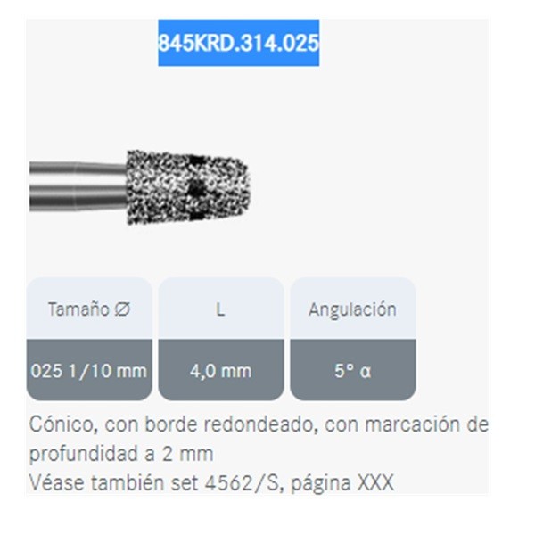845KRD.314.25 Fresa Diamante Turbina 5 Uds