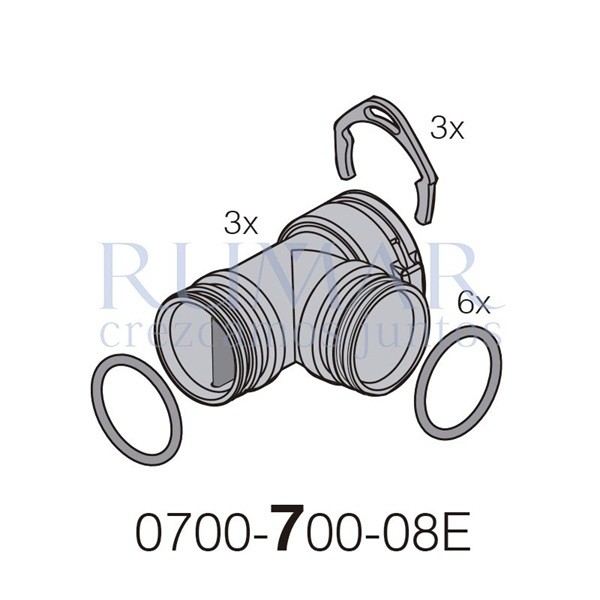 DürrConnect «T» 2 x macho / 1 x hembra, sifón (K), 3uds