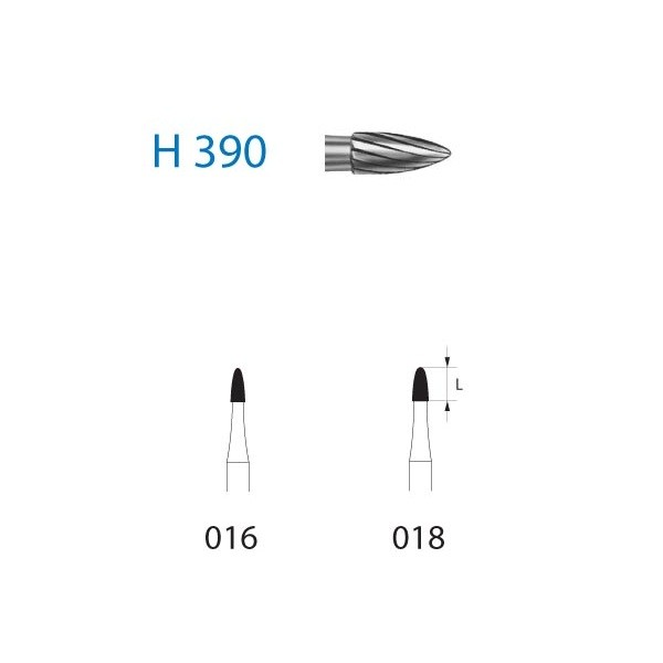 H390.204 Fresa Tungsteno Contra ángulo 12 Filos 1 Unidad