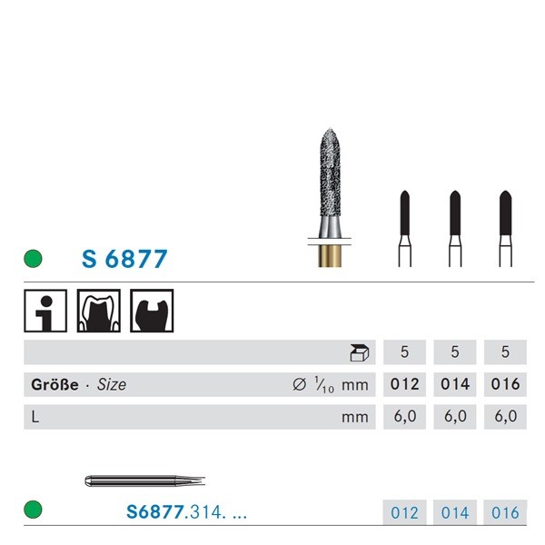 S6877.314 Fresa Turbina Diamante 5 Uds
