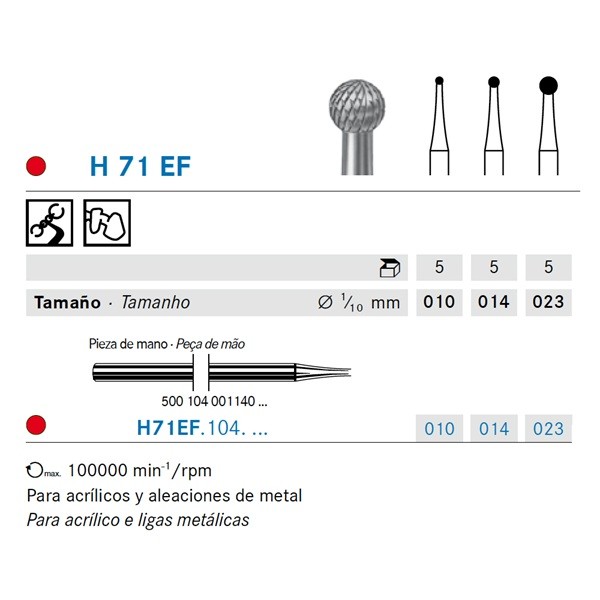 H71EF.104.023 Fresa Pieza de mano Komet 1 Ud