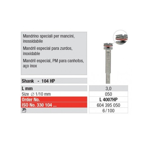 Mandril rosca con tornillo para Discos edenta 1 ud