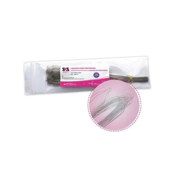 Ligadura Metálica Preformada Larga 100 uds