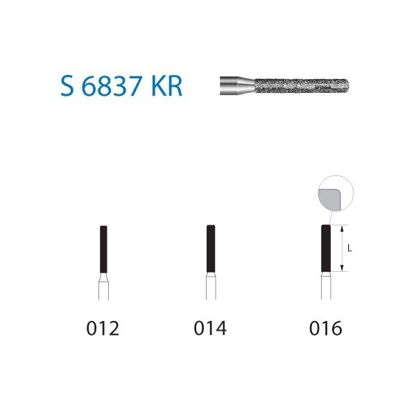 S6837KR.314 Fresa Turbina Diamante Cilíndrica Komet 1 Unidad
