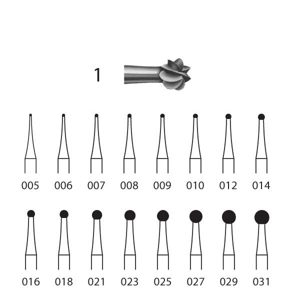 Fresa de Bola Acero para Contra Ángulo 10 uds