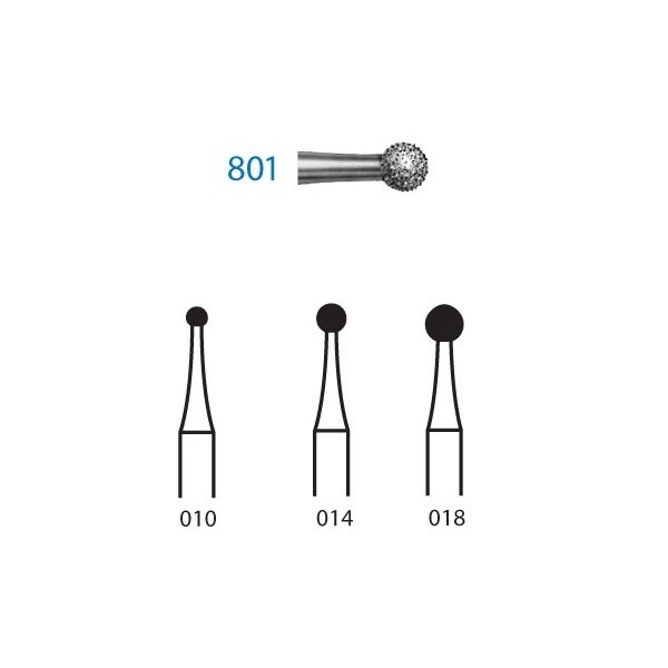 Fresa Turbina Diamante Bola Tallo Corto 801.313 Komet 1 Ud