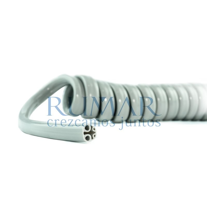 Manguera rm 4 vías, rizada, sin terminal, gris oscuro