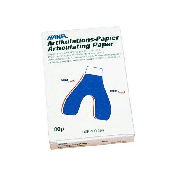 Papel de articular Hanel en U 80μ Azul-Rojo 72 ud