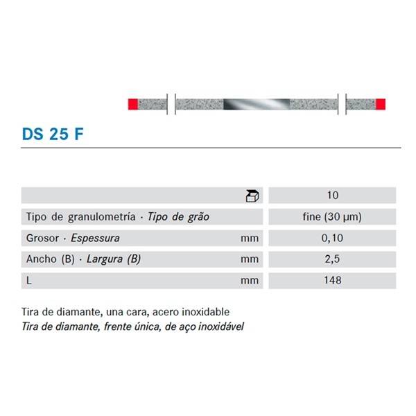 DS 25 F Tiras de Pulido Komet 10 Uds