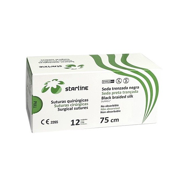 Sutura de Seda 75cm. Aguja 3/8 Círculo 19mm. 12uds